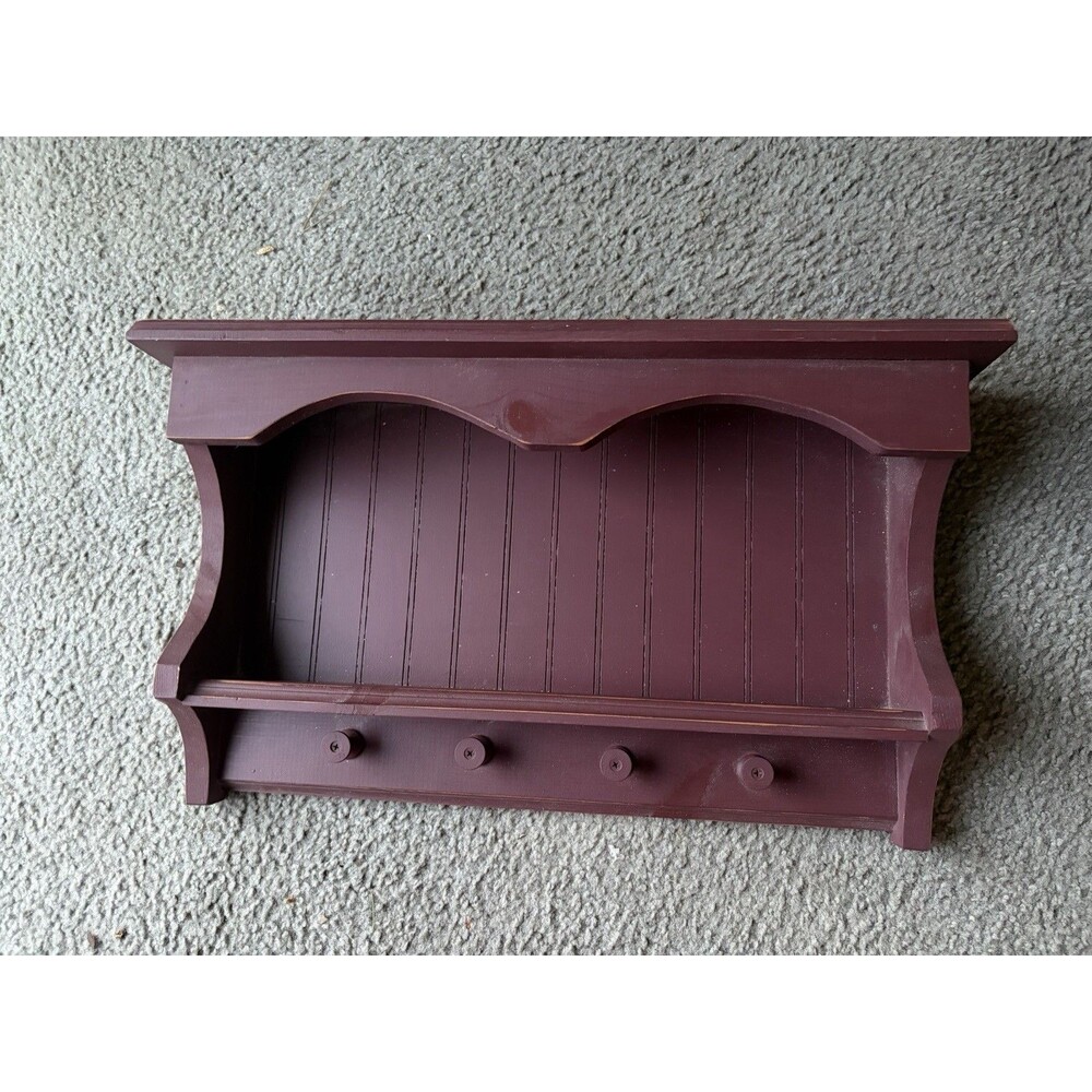 WOOD COAT RACK 24" WINE RED  WALL DISPLAY W Pegs
